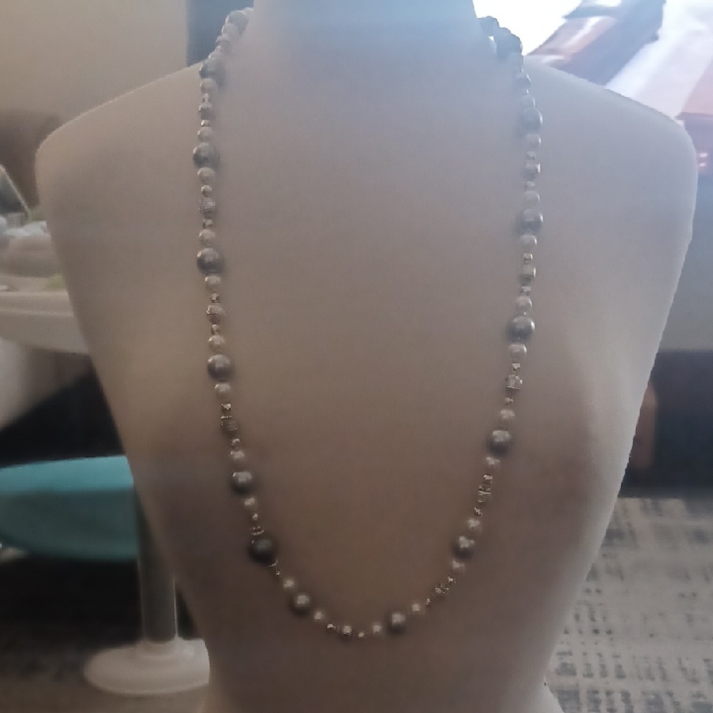 Elegant Silver and Gold Beaded Necklace